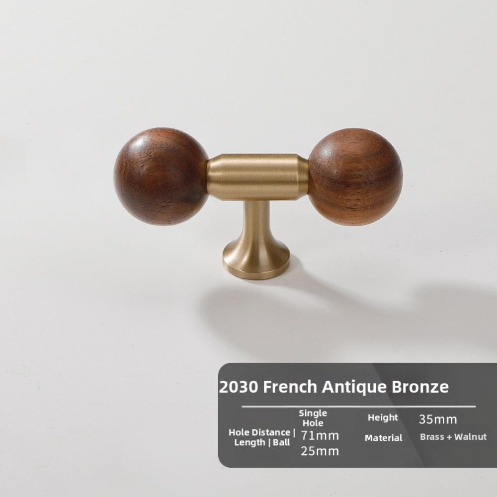Walnut Drawer Pulls Brass Round Knobs Decorative Cupboard Handles Furniture Hardware