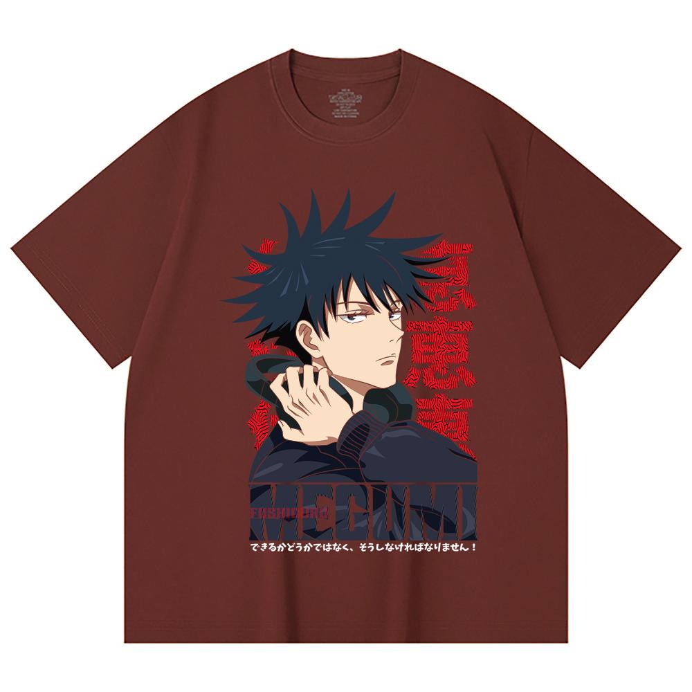 230 Gsm 100% Cotton Jujutsu Kaisen V38 Megumi Print Unisex Heavy Cotton T Shirt