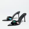 2026 Summer Fashion Open Toe CRYSTAL Women Slippers Ladies Slides Shoes Thin High Heels Banquet Sandals Heels for Ladies