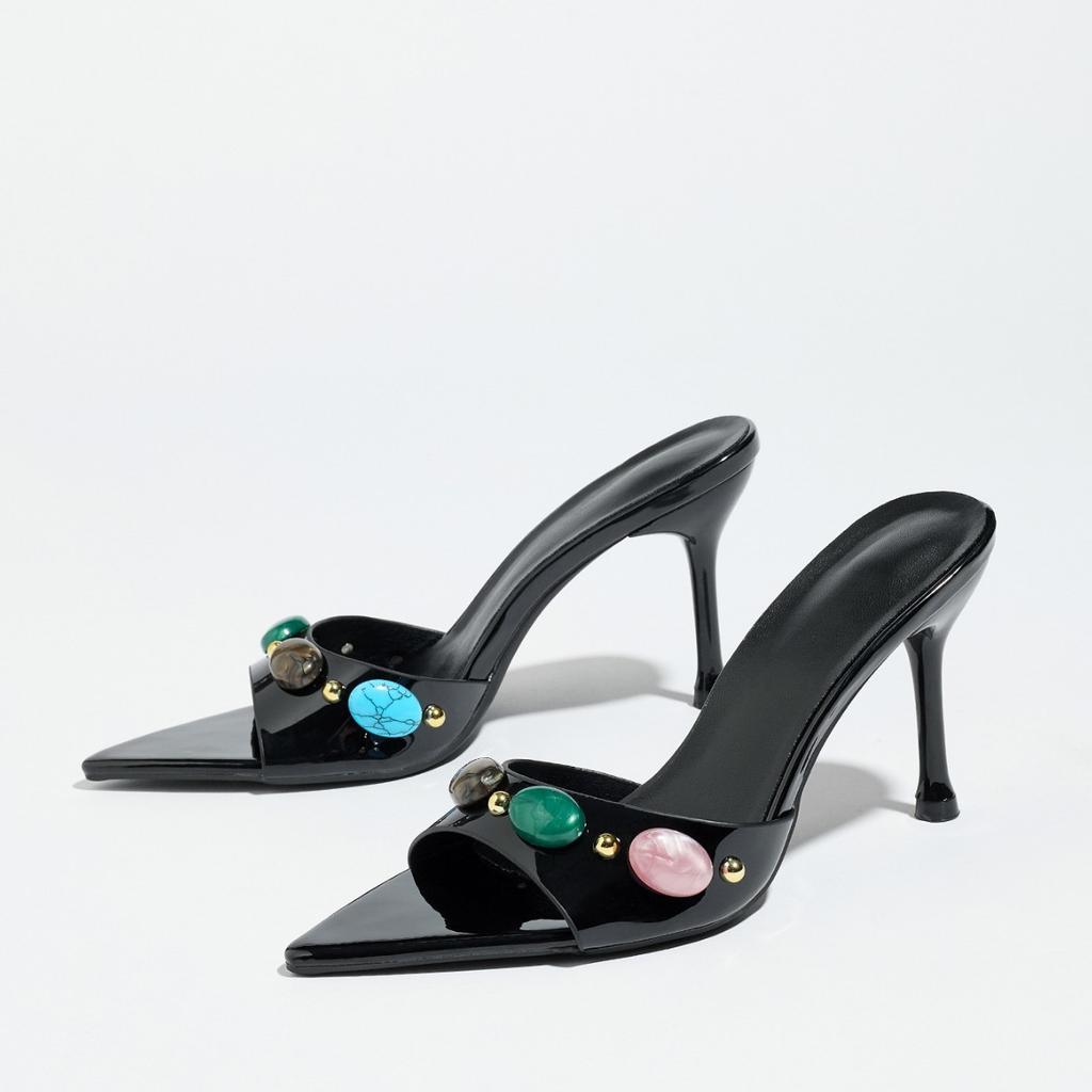 2026 Summer Fashion Open Toe CRYSTAL Women Slippers Ladies Slides Shoes Thin High Heels Banquet Sandals Heels for Ladies