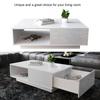 Modern Rectangular Coffee Table Tea Table Storage Living Room(White)