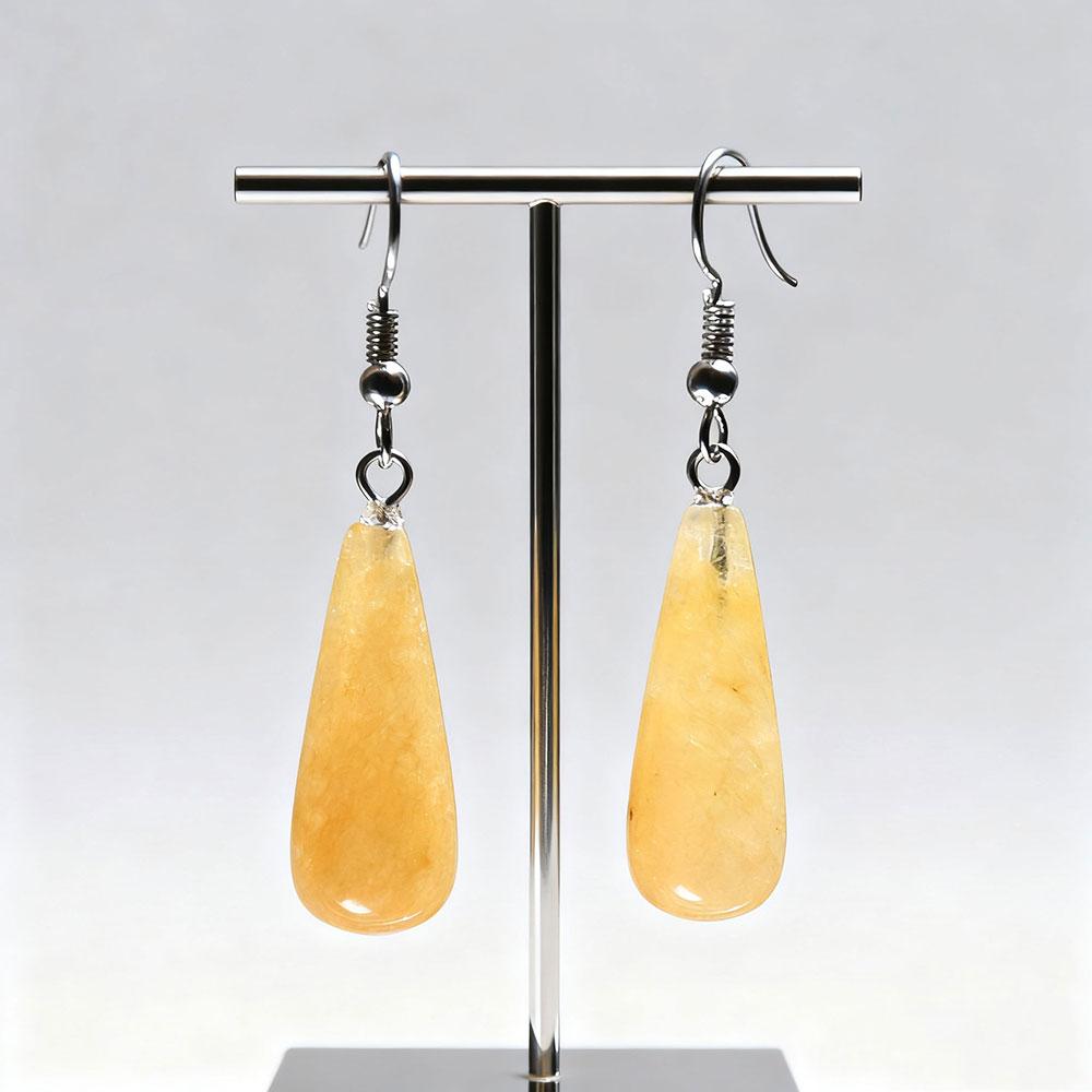 1pc Natural Stone Amethyst Green Aventurine Rose Quartz Tiger Eye Stone Pendant Earrings Bohemian Women s DIY Jewelry