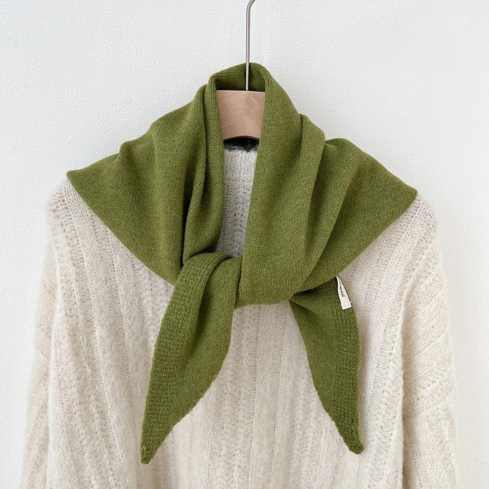 Solid Color Knitted Triangle Scarf Striped Cross Neckerchief Sweet Cross Scarves Autumn Winter