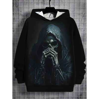 Totenkopf-Grafiken 3D-gedruckte Herren-Hoodie-Tops Frühling Herbst Mode Unisex Sweatshirt Hip Hop Streetwear Lässige Herrenbekleidung