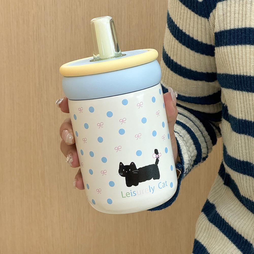 Durable 500ML Thermal Water Bottle With Handle 316 Stainless Steel Insulated Cup Portable Cartoon Cat Drinkware for Student
