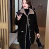 Fleece Lined Jacket Women's Winter Loose Coat Mid-Length Jacket for Mature Women