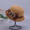 Fashion Elegant Version Women Summer New Knitted Breathable Flower Fisherman Hat Sunshade Sunscreen Curly Edge Short-brimmed Hat