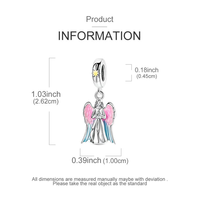 Original Charms Bead Copper Inlaid Zirconium Nun Cross Angel Wing Pendants Fit Bracelet Jewelry Gift Marking