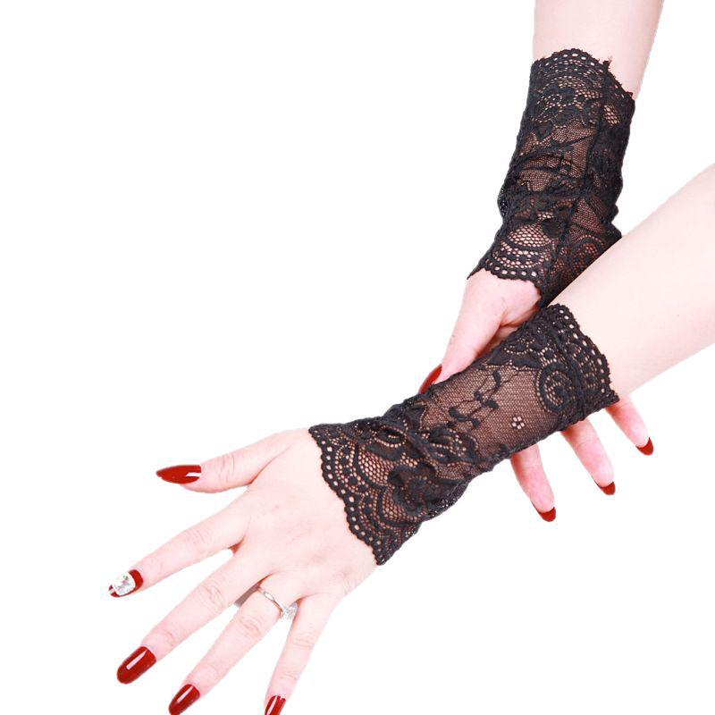 Mănuși Scurte de Vară din Dantelă Elastică, Protecție Solară, Antiderapante, Mănuși Subțiri de Condus pentru Doamne.