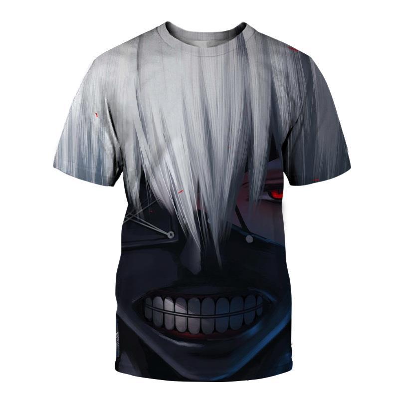 Men's Tokyo Ghost Loose Digital Printed 3D Round Neck Short Sleeved T-shirt