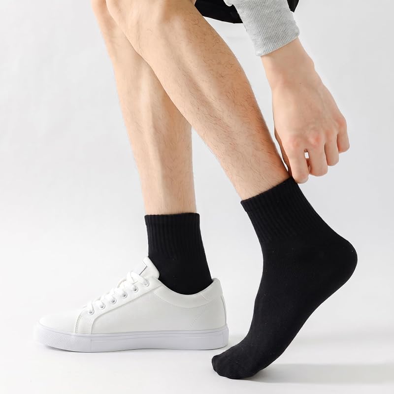 [MOSOTECH] Ankle Socks 5-Pair Set, Sports Socks for Men, Sweat-Absorbing Cotton, Breathable, Unisex, Business, Casual, Hiking, Running, Sizes 25-27cm