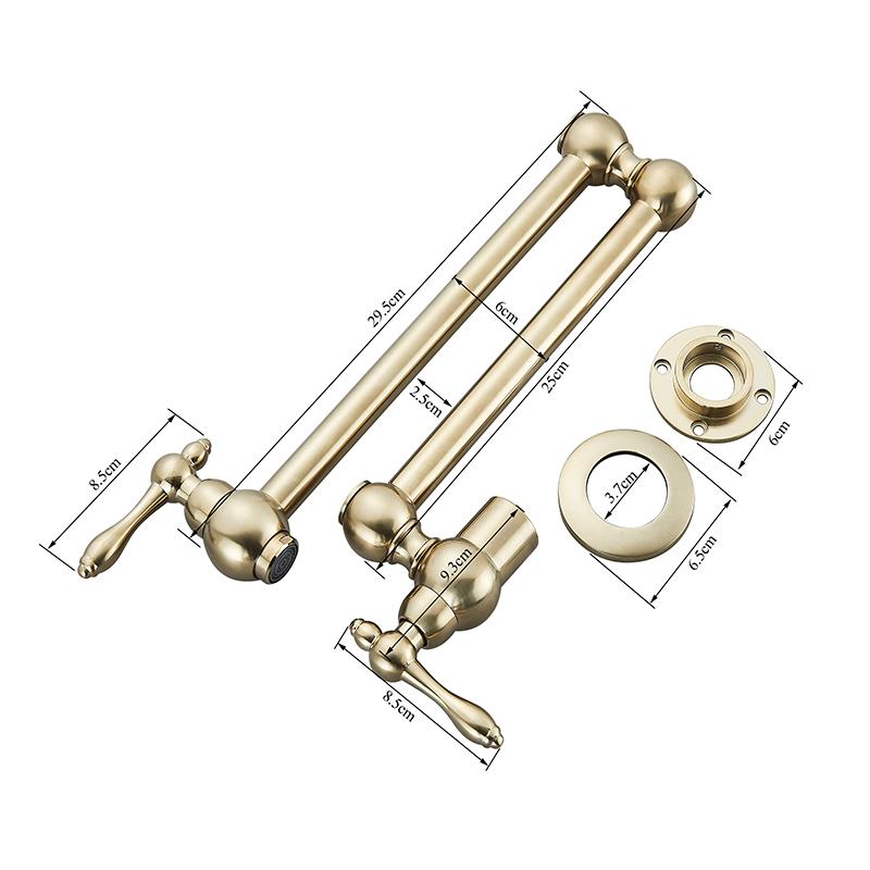 Baokemo Folding into the Wall Faucet 304 Stainless Steel Universal Rotation Faucet Kitchen Concealed Single Cold Faucet