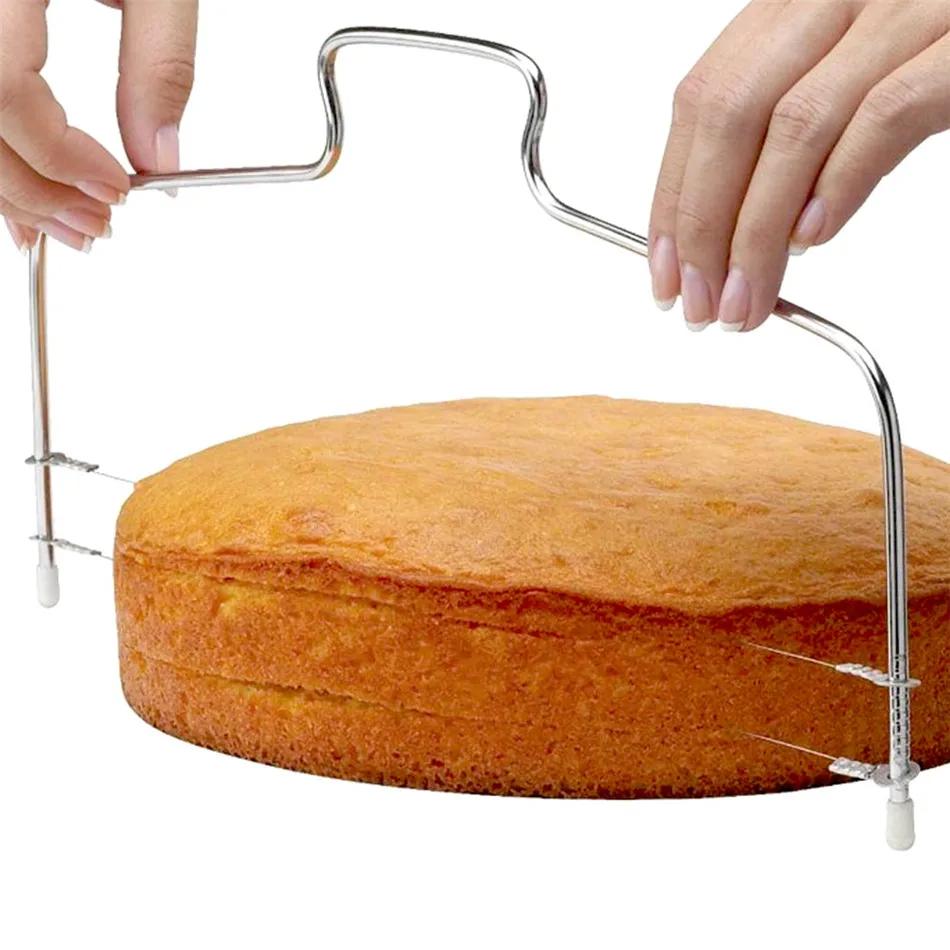 Cake Slicer Wire Cutter and Stainless Steel Cake Cutter Wire Cake Knives Slicers Soft Hard Cake Cutting Tools Quickly Cuts Hard