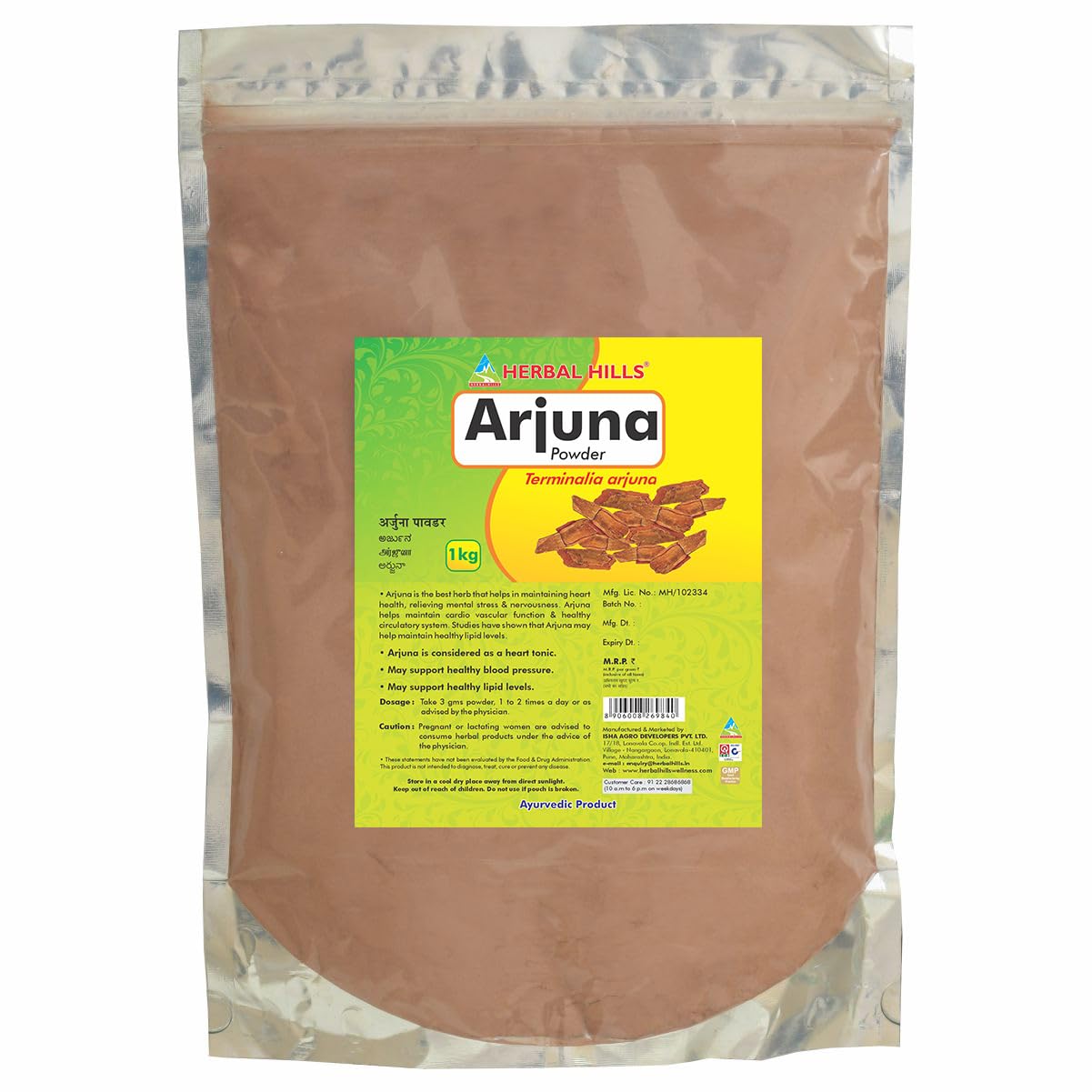 

Herbal Hills Arjuna Powder, Heart Cell Protecting, Antioxidant | 1 Kg 2.2lbs