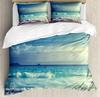 Ocean Duvet Cover Summer Beach Decor Hawaiian Vacation Style Bedding Set Tropical Nature Sea Theme Palm Trees Comforter Covers