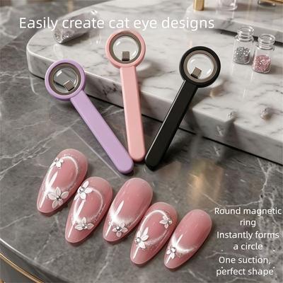 Upgraded Professional Hollow Cat-Eye Nail Tool with Long Handle - Suitable for Home & Salon Use, Hollow Tip for Precision Cat-Eye Effects