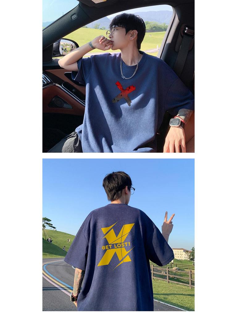 Men's Plus Size Heavyweight Suede Short Sleeve Retro T-Shirt - Summer 2024 Collection