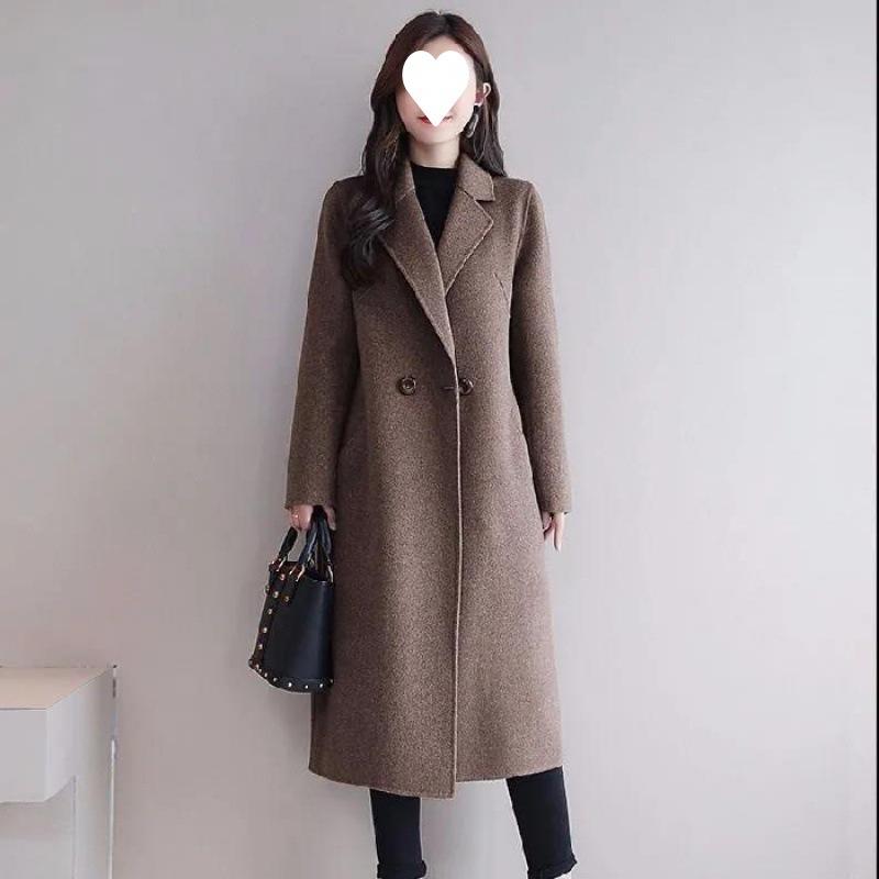 New Coat Spring and Autumn Medium and Long Large Size Woolen Korean Version Loose Woolen Coat Women