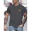 Summer Men's Casual Loose Large Eagle Pattern Print Round Neck Short Sleeve T-shirt Top Fashion Streetwear Oversized