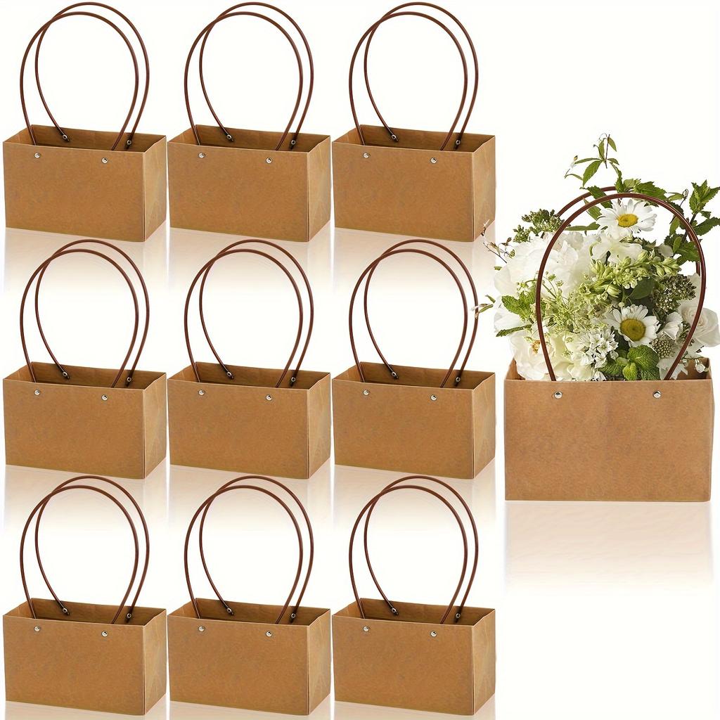 Kraft Paper Folding Tote Bag-shaped Waterproof Teacher's Day Basket, Flower Box, Flower Art Arrangement, Gift Flower Bag