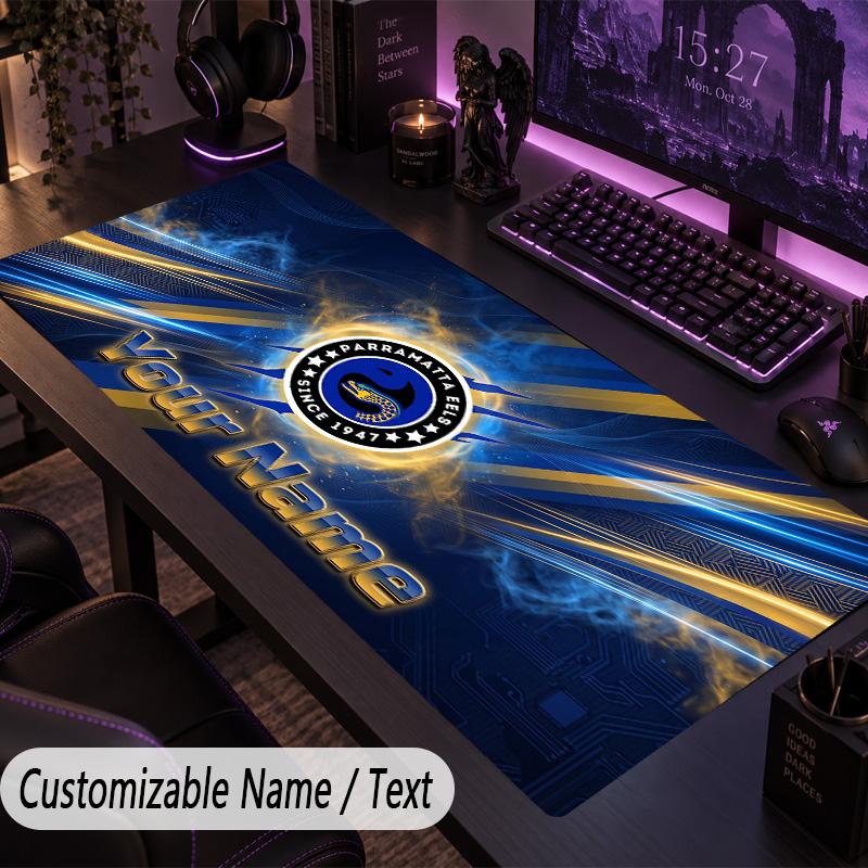 Large Mouse PadParramatta Eels Custom Name Text Personalized Desk Mat Non Slip Gaming Pad