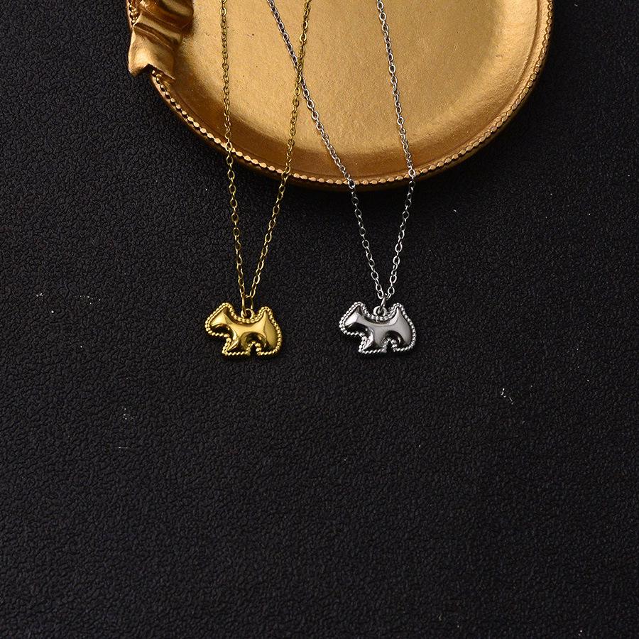 18K Gold Stainless Steel Puppy Necklace - Cute & Exquisite Women's Clavicle Chain, Non-Fading.