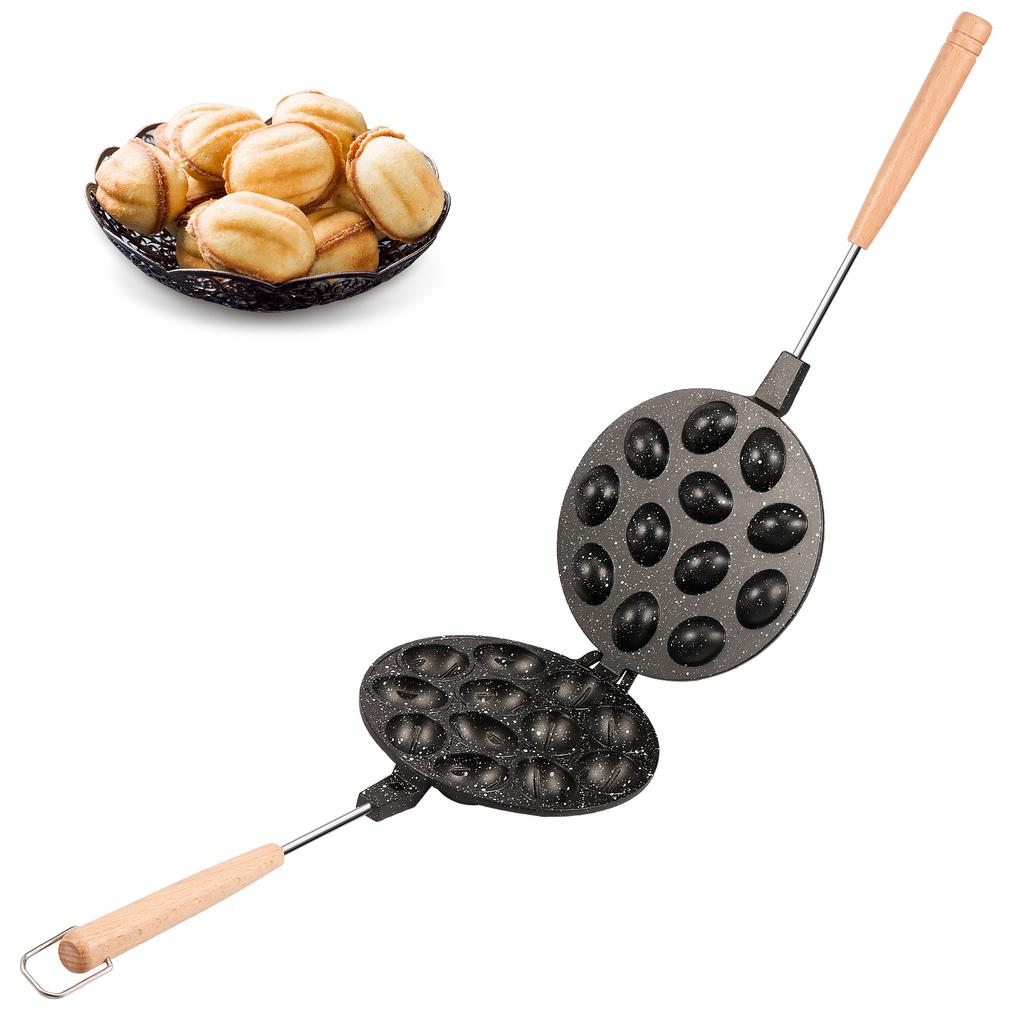 16 Holes Walnut Cookie Mold Aluminum Walnut Cookie Maker Mould Nonstick Cook Making Tool with Handle for Baking Kitchen Accessor