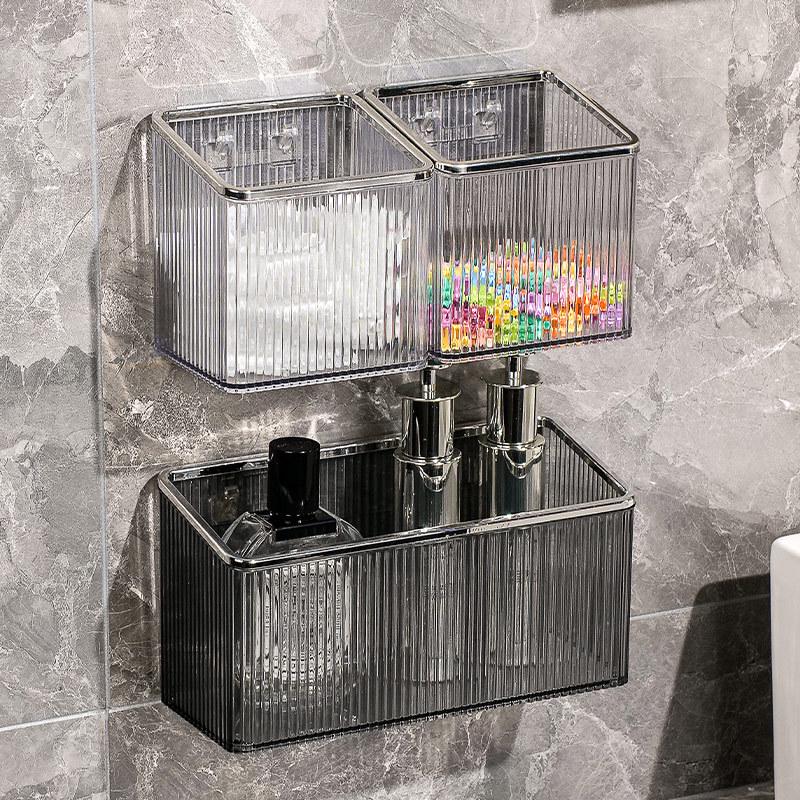 Punch-Free Wall-Mounted Bathroom Storage Box for Cosmetics and Washcloths