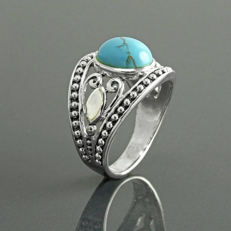 Turquoise Ring Simple Set Gemstone Jewelry Women's Jewelry