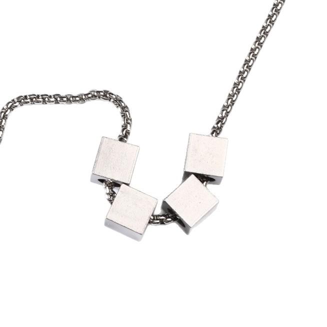 Titanium Steel Minimalist Men's Necklace with Cube Pendant - Trendy Clavicle Chain Accessory