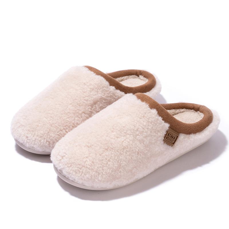 High-quality home cotton slippers winter indoor plush fleece indoor non-slip fluffy slippers