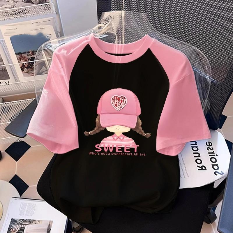 Cartoon Kinderen Volwassenen Bedrukt T-shirt Zomer Dames Mode Korte Mouwen T-shirt Top Meisje Pullover Kleding