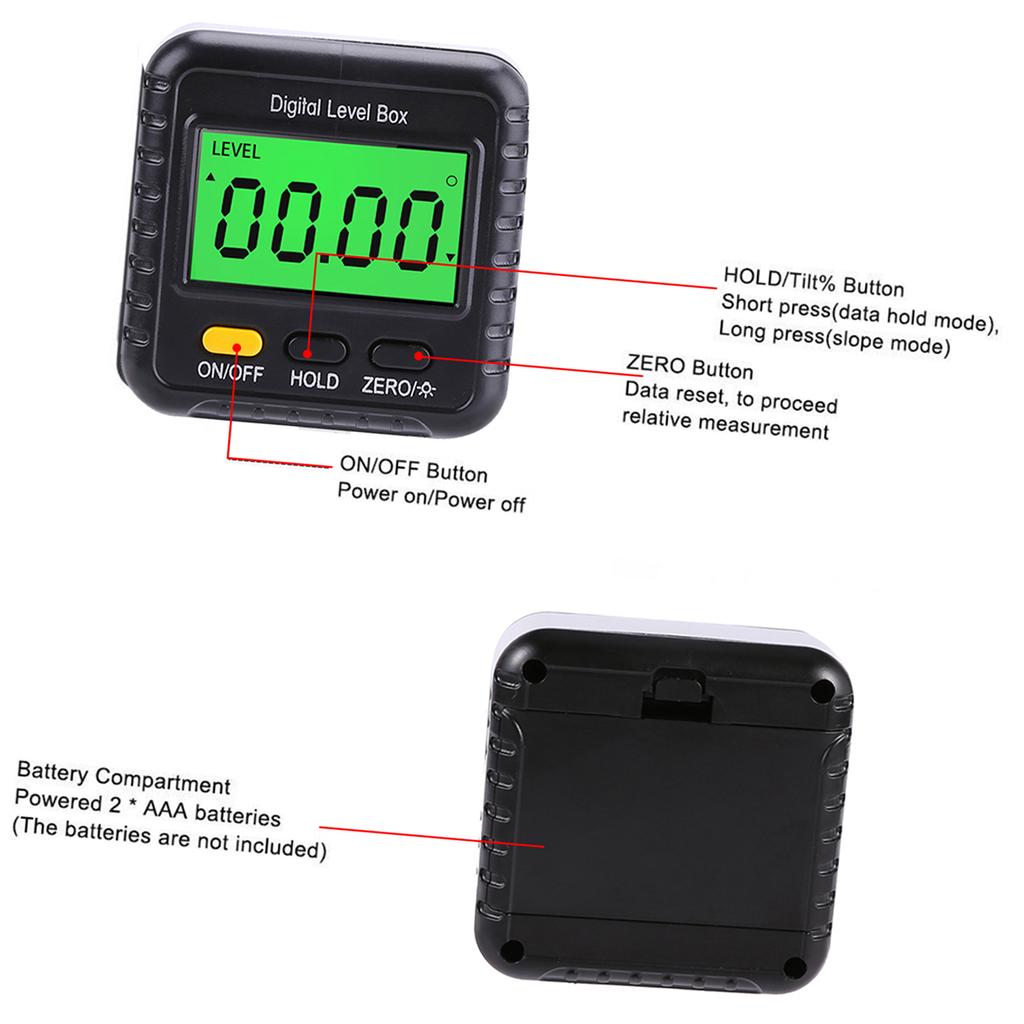 Digital Inclinometer 360 Degree Multi Purpose LCD Display Angle Finder Gauge Angle Measuring Tool for Construction Automobile Repair