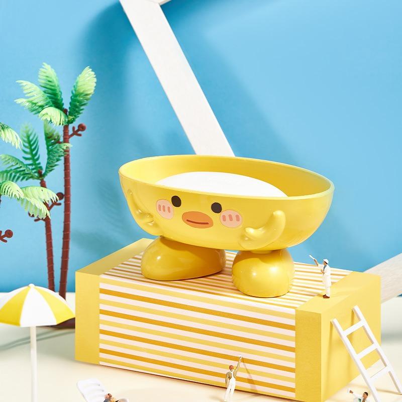 Drain Soap Box Cartoon Little Yellow Duck Fun and Beautiful Soap Box PP Material Stable Widened Long-lasting Durable Soap Box