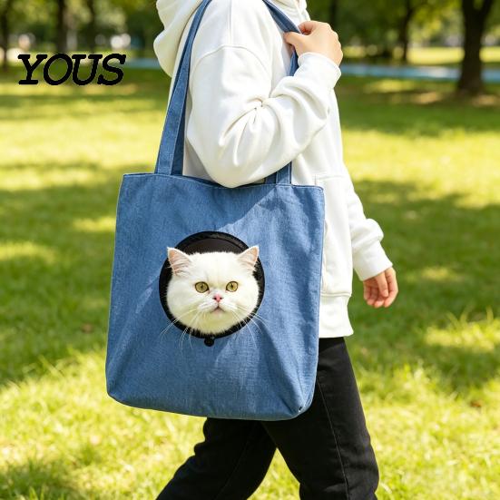 Anti Escape Pet Travel Backpack Cat Carrier Bag, Canvas Shoulder Bag with Adjustable Head Window, Safety Fashionable for Buckle, Cute Pig Print,