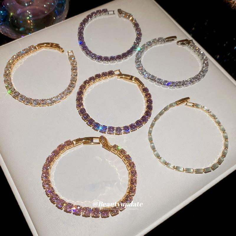 Super flash zircon geometric square buckle bracelet fashionable simple and versatile temperament bracelet light luxury high-end jewelry women