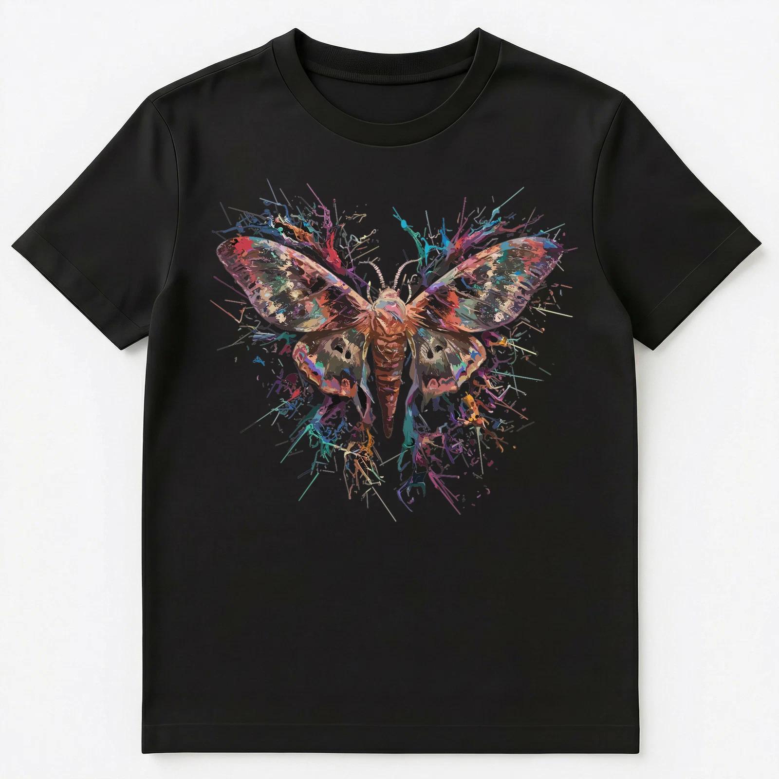 

Colorful Paint Splash Emperor Moth Art Graphic Unisex T-Shirt 4XL
