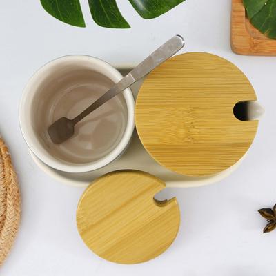 Yousheng Bamboo Cup Lid with Spoon Holes Wooden Cup Cover for Containers Jars Bowls Reusable Food-Grade Airtight Wooden Lid Party Drink Accessories