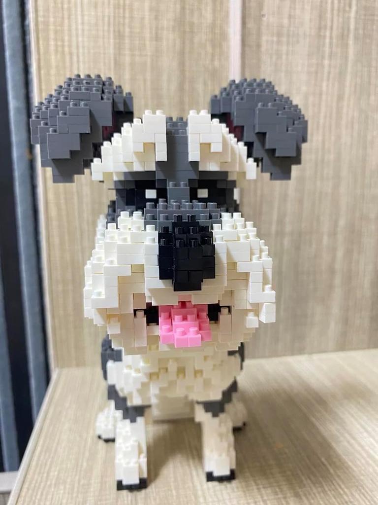 SeaRain Building Blocks - Dog, Animal Mini Blocks, Kids DIY Gift, Assembly, Present (Schnauzer)