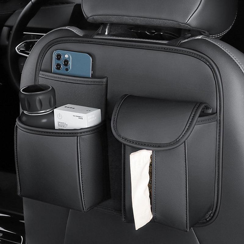 Automotive Seat Back Organizers Backseat PU Leather Car Purse Holder Dog Pet Barrier Multifunctional Pocket Container Handbag