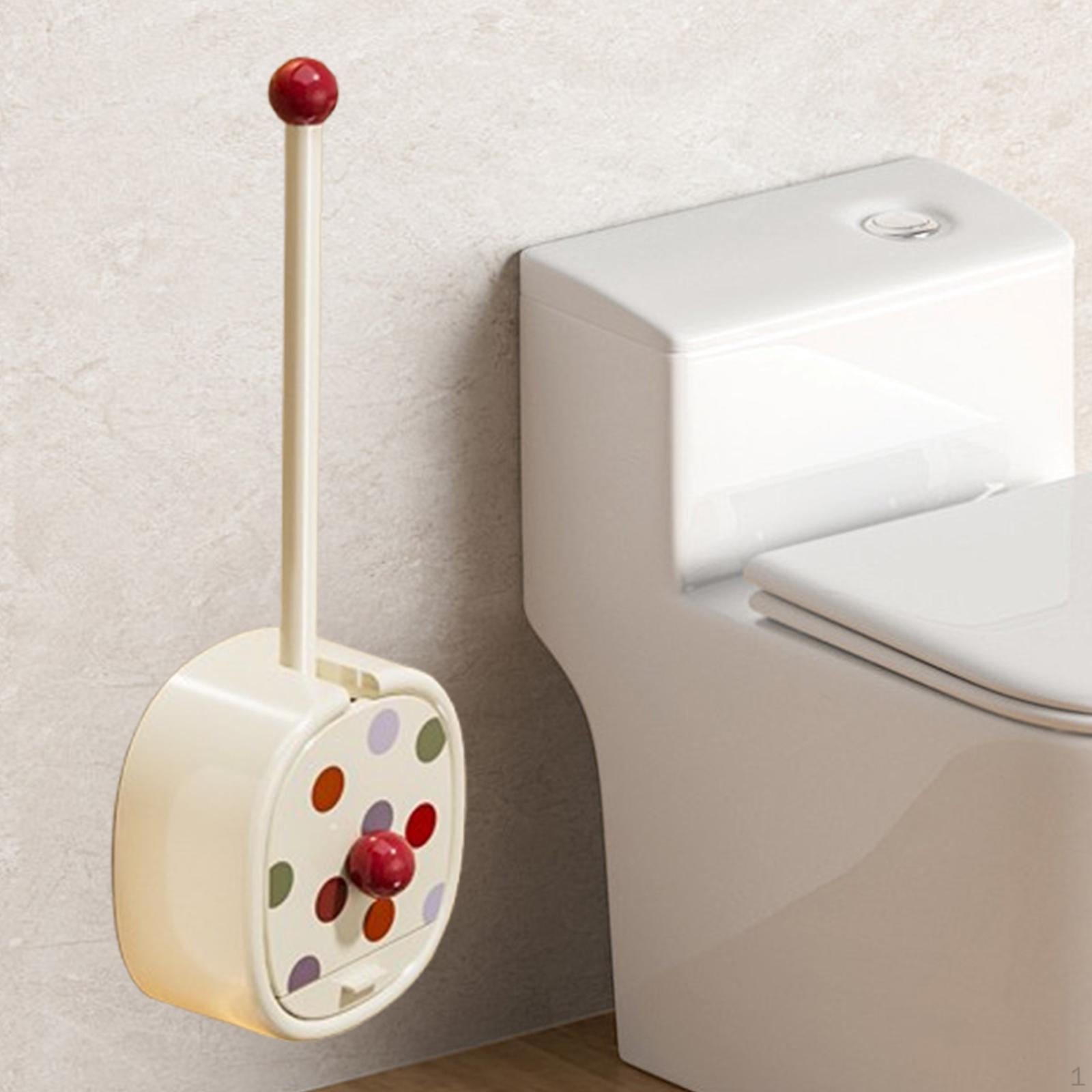 

Cleaning Toilet Brush Bathroom Deep Accessories Space Saving, Universal White with dots