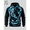 Men Fleece Lined Hoodie Halloween Black Cat Moon Pumpkin Print Pullover Hooded Sweatshirt Hoody