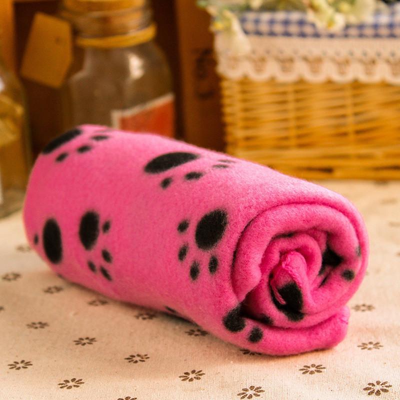 

Plush Comfort Pet Blanket Dual-sided Flannel Ideal For Dogs With Paw Prints рожевий