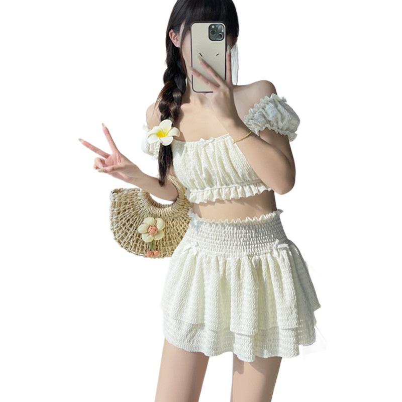 Women's Sweet French Cake Skirt Bikini Swimsuit for Hot Spring Resort