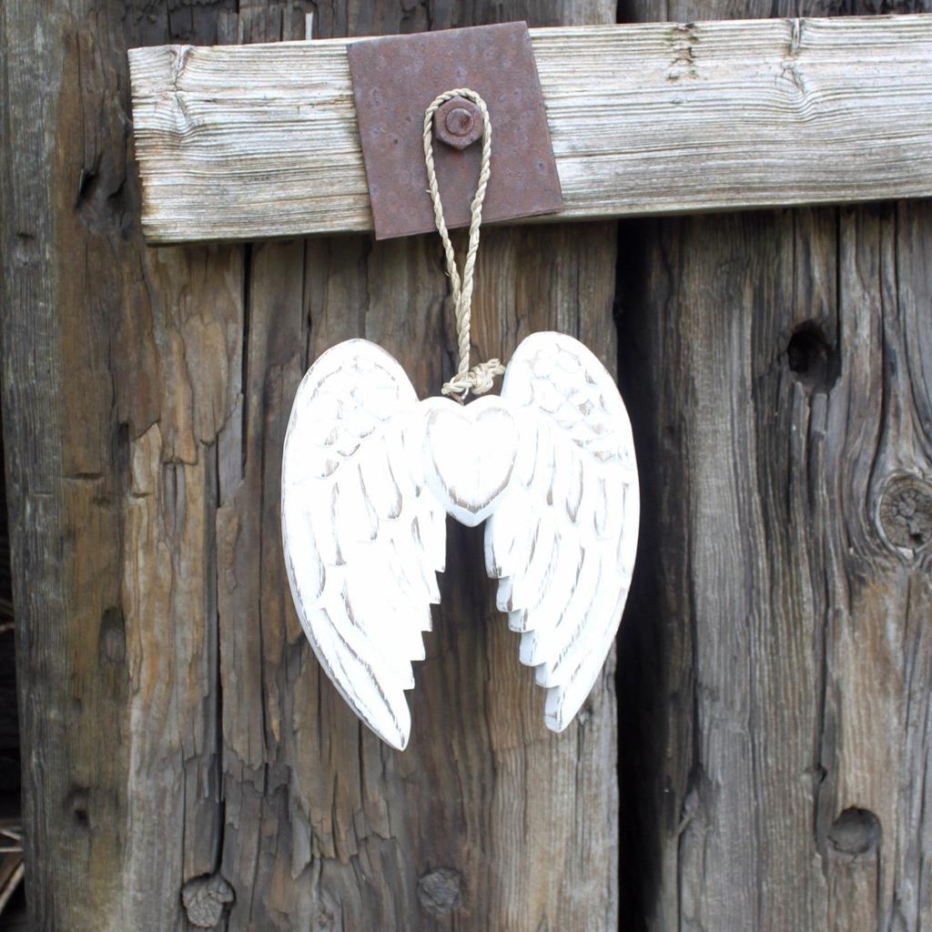 Double Angel Wing Heart Ornament, Handmade 15cm