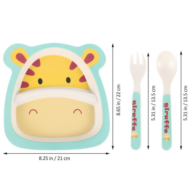 Bamboo Fiber Children'S Tableware Kids Plates Toddler Cutlery