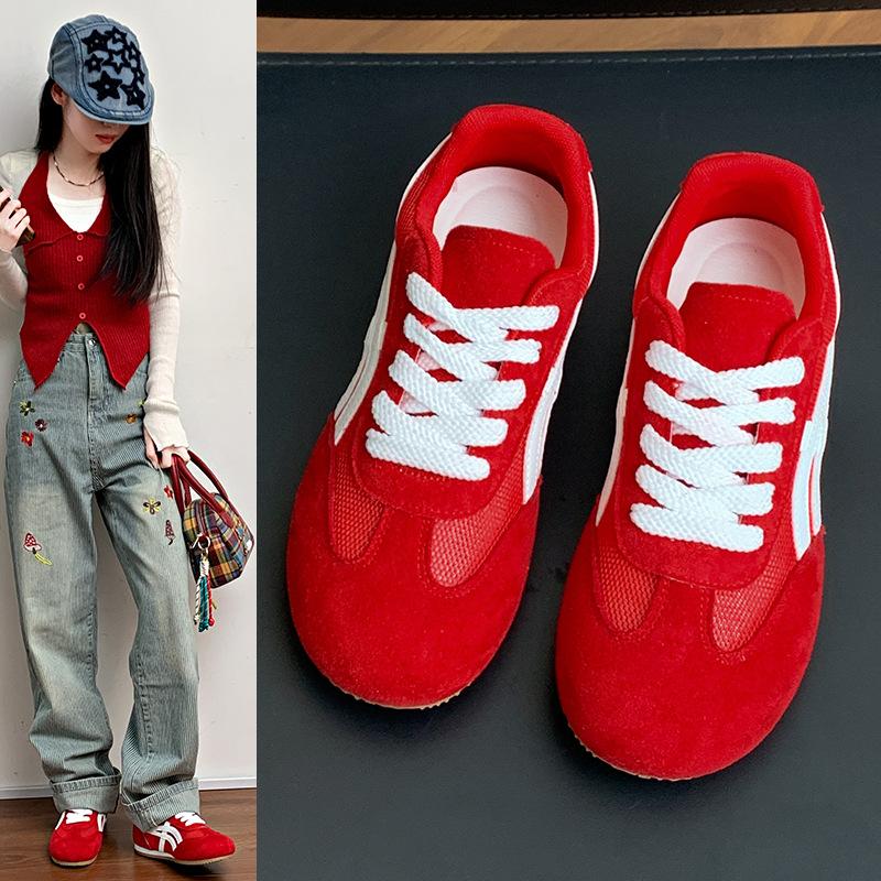 This year's popular German training shoes casual sports shoes women's 2025 summer thin mesh breathable running red Forrest Gump shoes