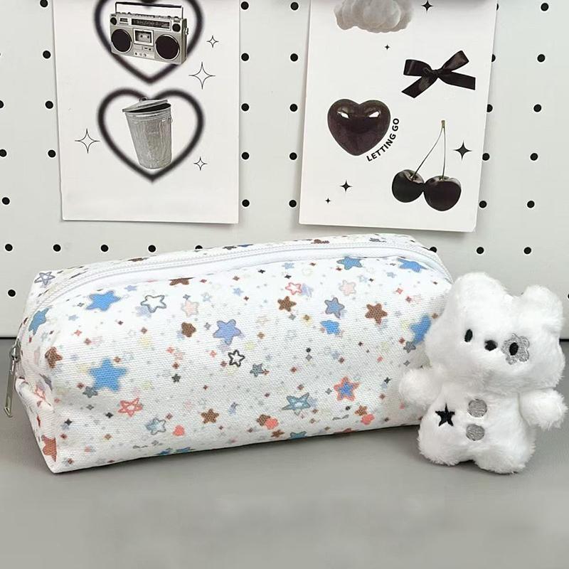 Canvas Stern Stifteetui Große Kapazität Multifunktionales Schreibwarenetui Federmäppchen Tragbare Kosmetiktasche Clutch Tasche Geschenke