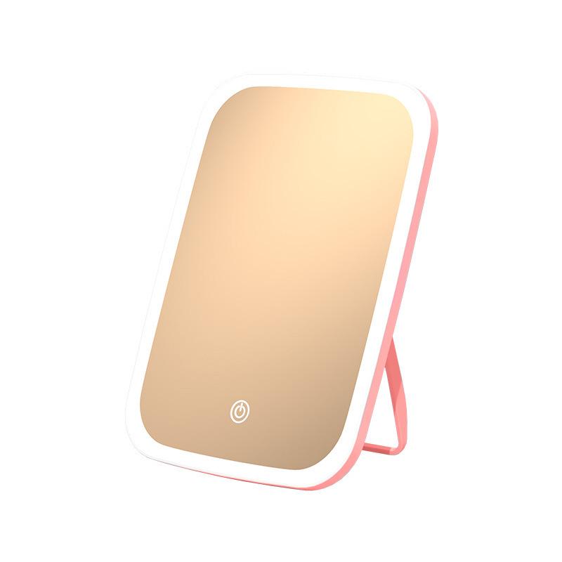 LED Lighted Makeup Mirror: Compact Desktop Vanity with Fill Light for Stylish Dorms