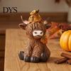 Harvest Season Table Decorations Highland Cow Garden Statue, Cute Resin Figurine Outdoor Indoor Decorative Items for Living Room Desk Decor,